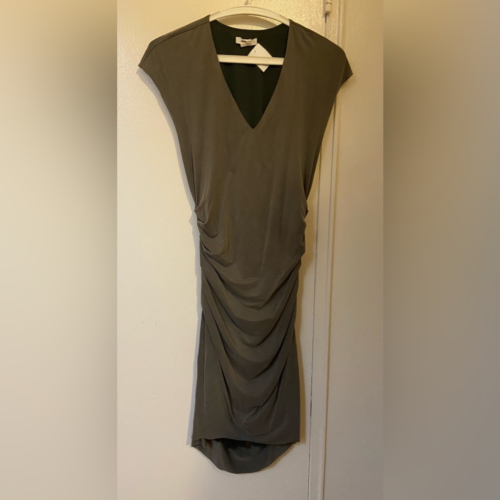 Helmut Lang Torrent Side Ruched Dress in Relic (Gray)  Size‎ M - Picture 2 of 10